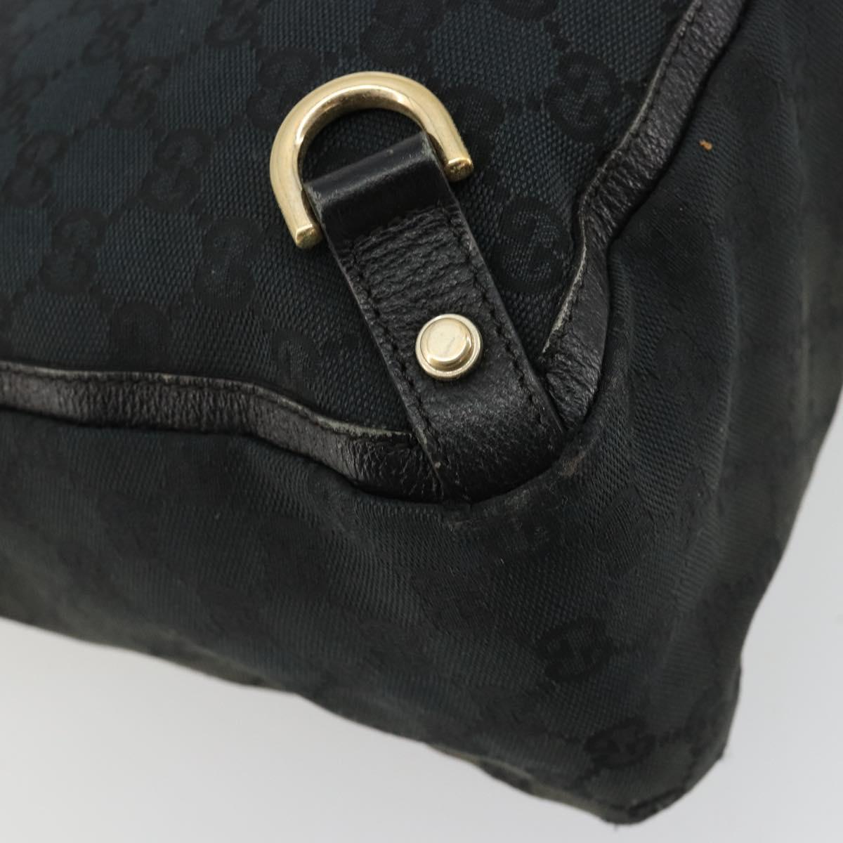 GUCCI GG Canvas Abbey Hand Bag Black Gold 141472 Auth gh2106