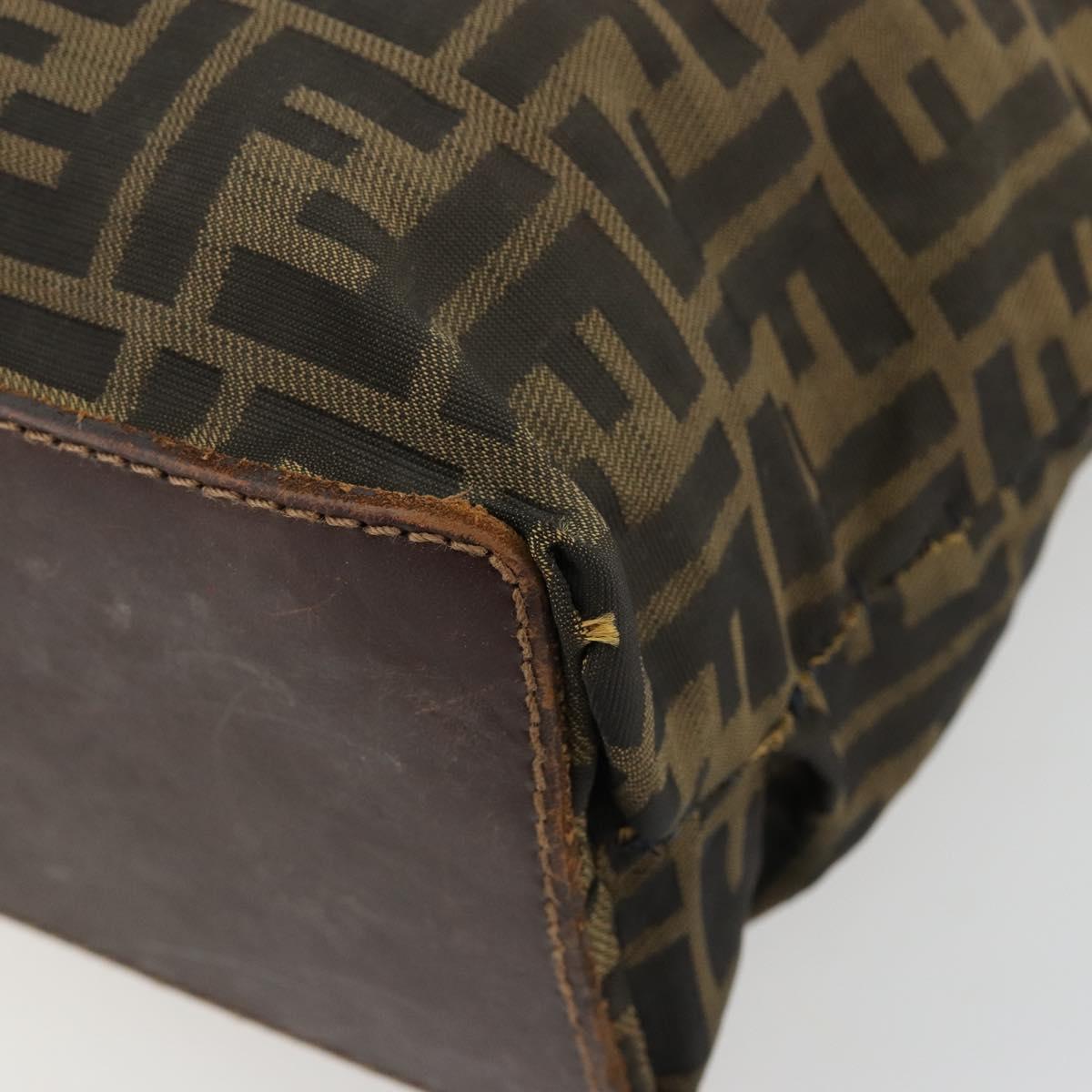 FENDI Zucca Canvas Hand Bag Black Brown Auth gh2107