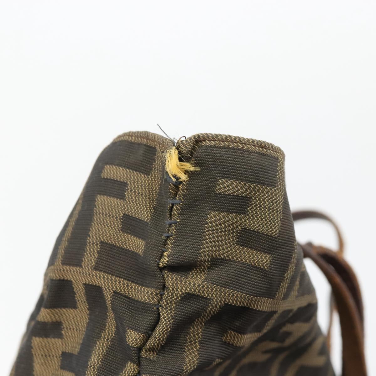 FENDI Zucca Canvas Hand Bag Black Brown Auth gh2107