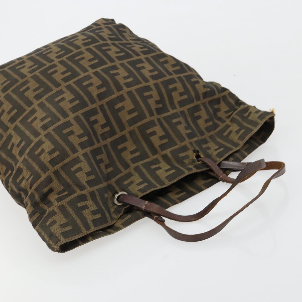 FENDI Zucca Canvas Hand Bag Black Brown Auth gh2107