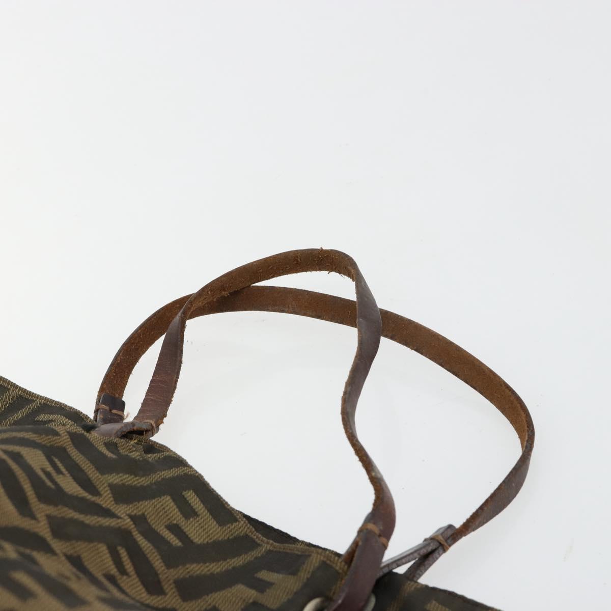 FENDI Zucca Canvas Hand Bag Black Brown Auth gh2107