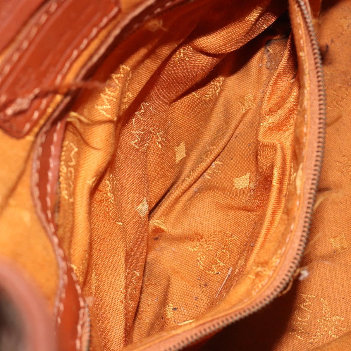 MCM Vicetos Logogram Shoulder Bag PVC Leather Brown Gold Auth gh2110