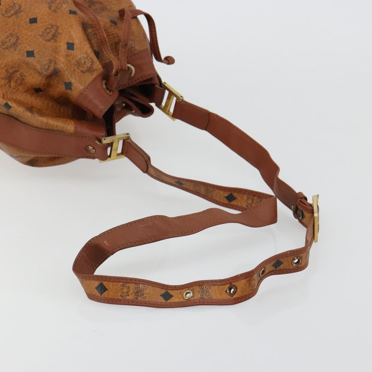 MCM Vicetos Logogram Shoulder Bag PVC Leather Brown Gold Auth gh2110