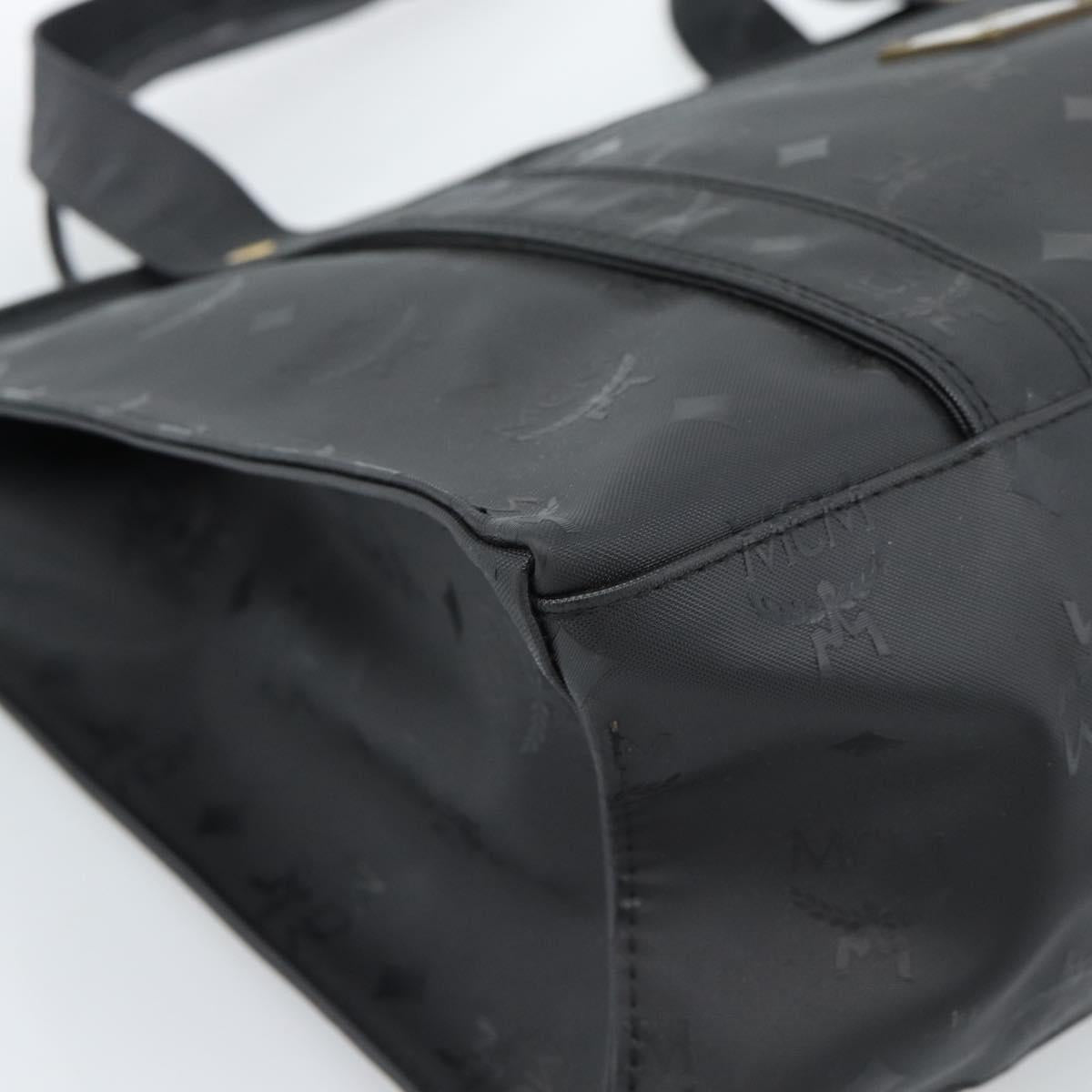 MCM Logogram Vicetos Tote Bag PVC Black Gold Auth gh2111
