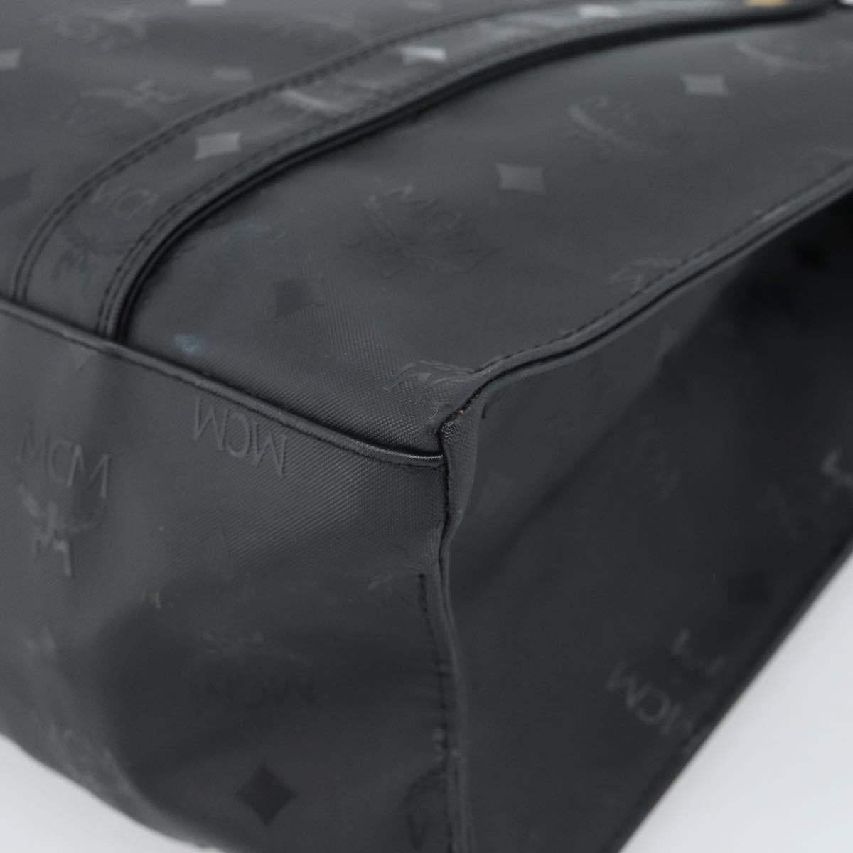 MCM Logogram Vicetos Tote Bag PVC Black Gold Auth gh2111