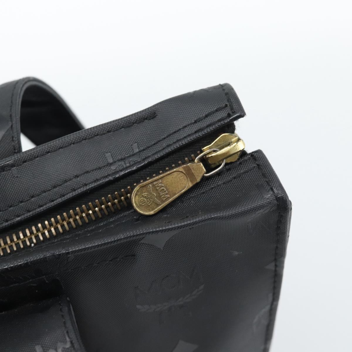 MCM Logogram Vicetos Tote Bag PVC Black Gold Auth gh2111