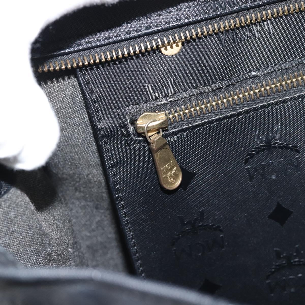 MCM Logogram Vicetos Tote Bag PVC Black Gold Auth gh2111