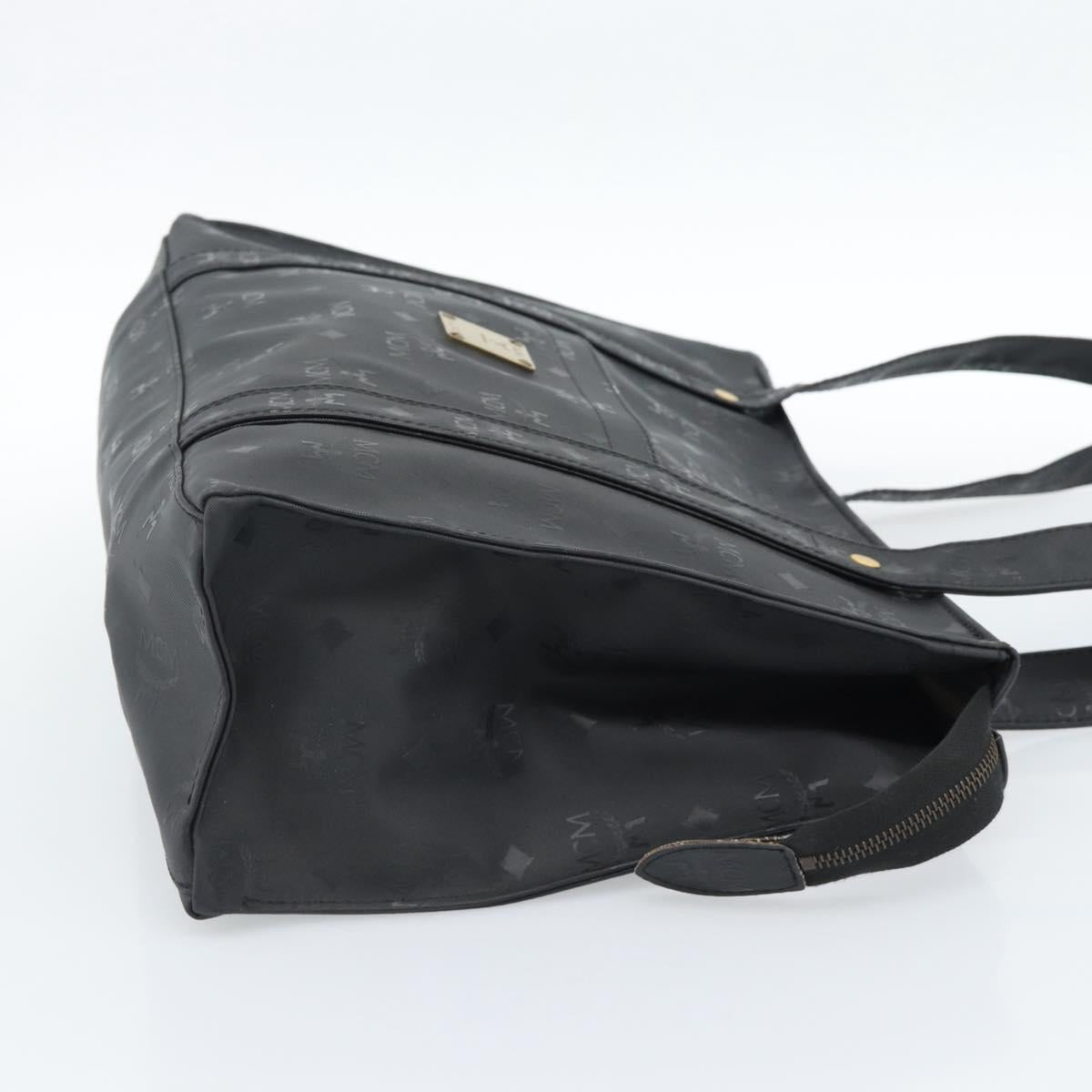 MCM Logogram Vicetos Tote Bag PVC Black Gold Auth gh2111