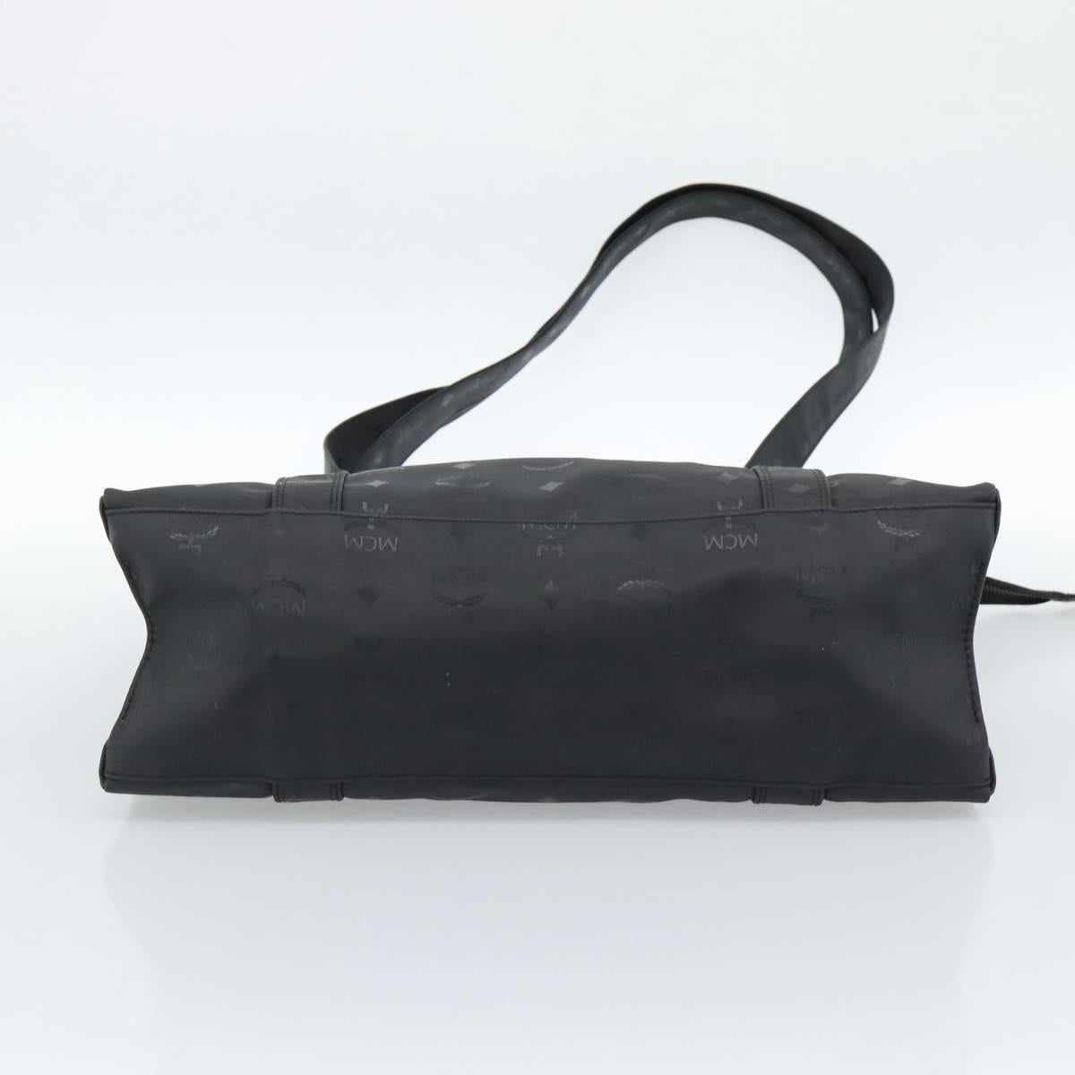 MCM Logogram Vicetos Tote Bag PVC Black Gold Auth gh2111