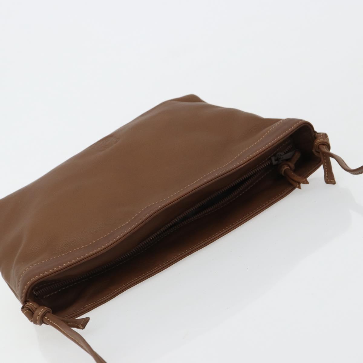 LOEWE Shoulder Bag Leather Brown Auth gh2112