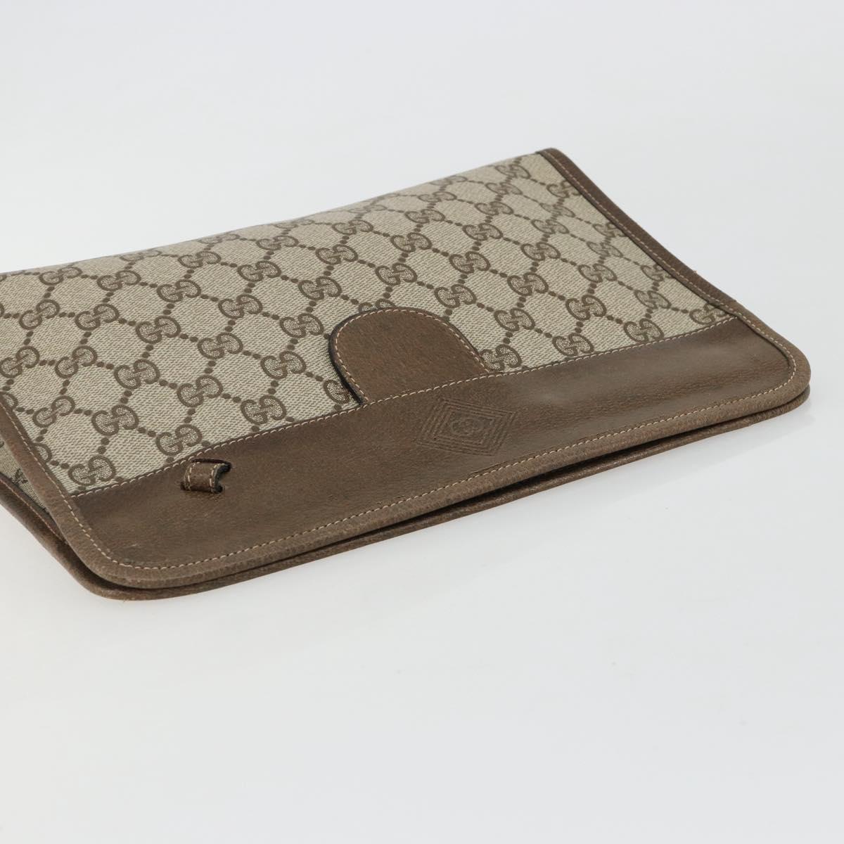 GUCCI GG Supreme Clutch Bag PVC Beige Gold 67 039 5465 Auth gh2123