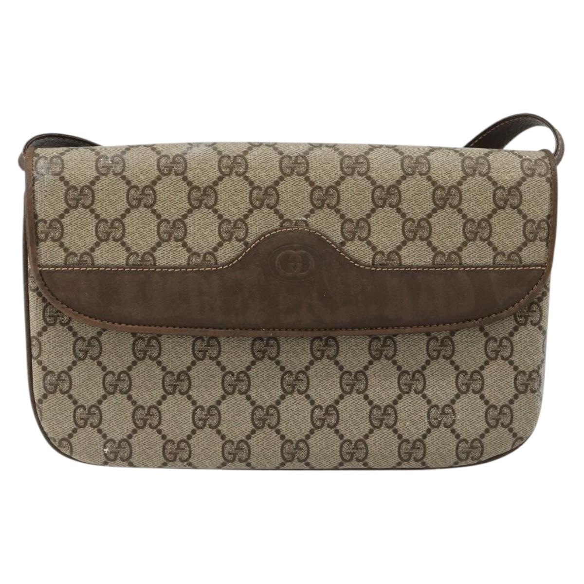GUCCI GG Supreme Shoulder Bag PVC Beige Gold 004 106 0024 Auth gh2124