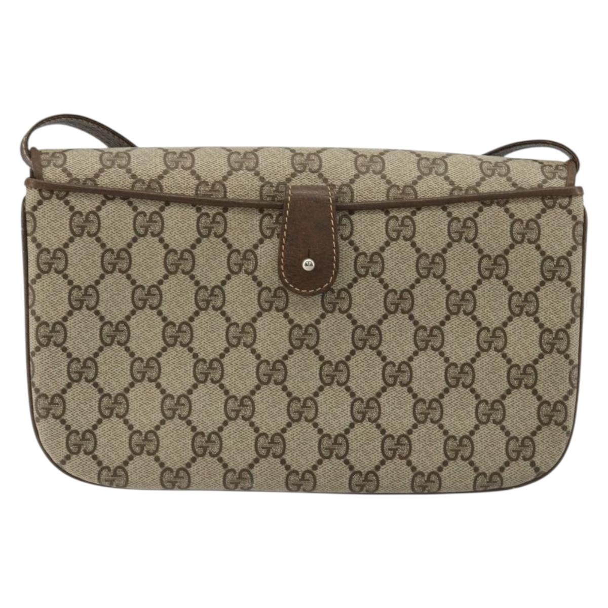 GUCCI GG Supreme Shoulder Bag PVC Beige Gold 004 106 0024 Auth gh2124