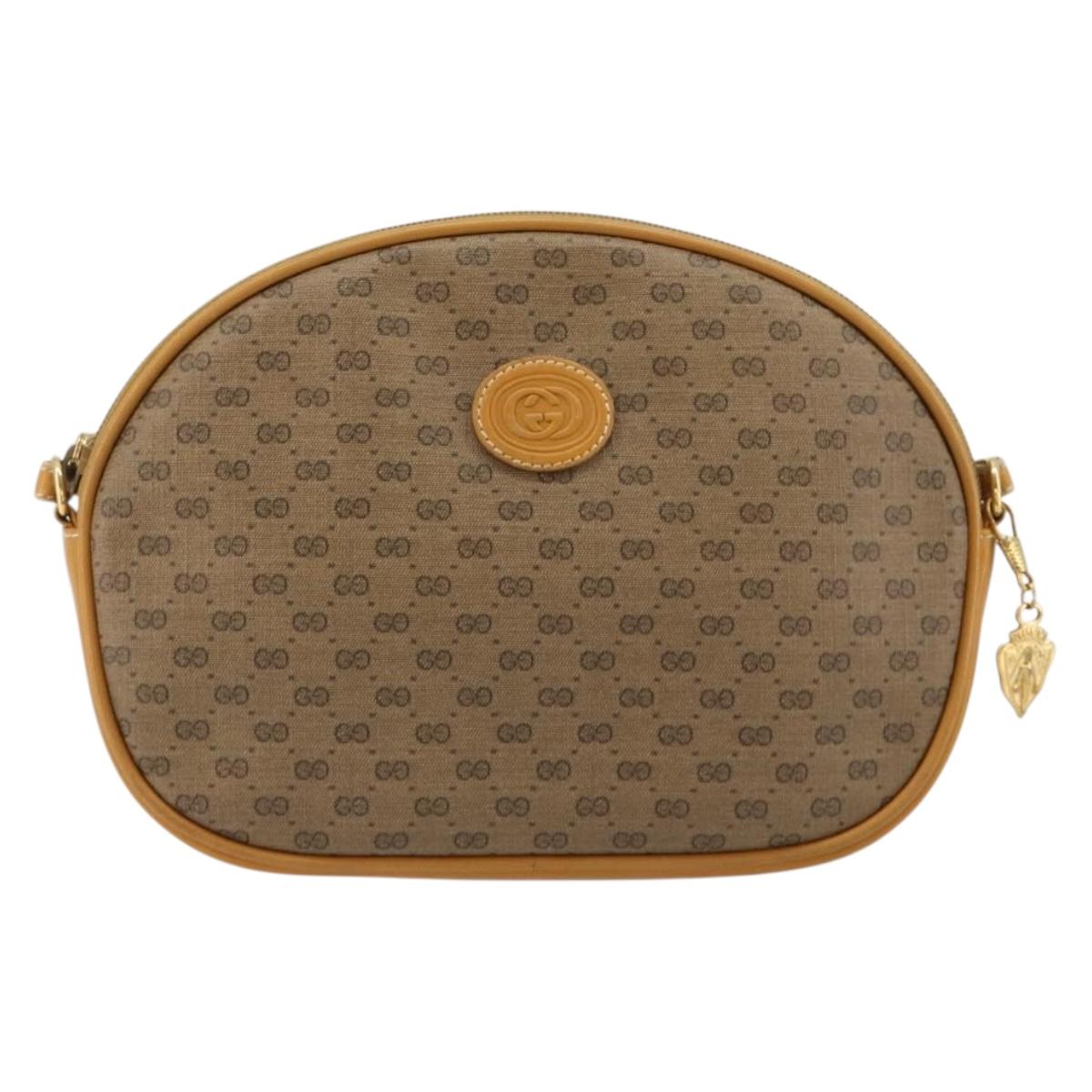 GUCCI Micro GG Supreme Shoulder Bag PVC Beige Gold 007 89 0094 Auth gh2125