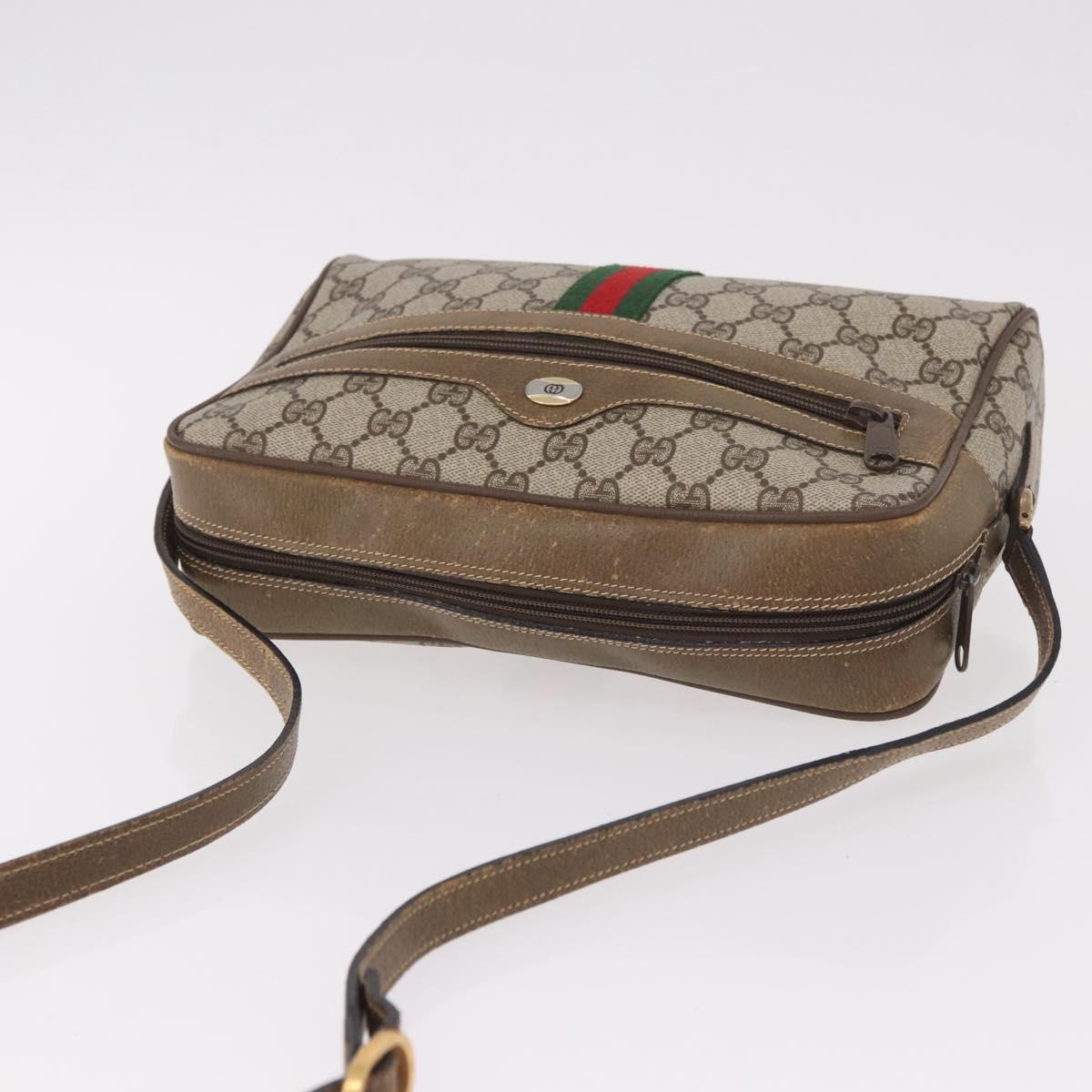 GUCCI GG Supreme Web Sherry Line Bag PVC Beige Gold 56 02 005 Auth gh2127