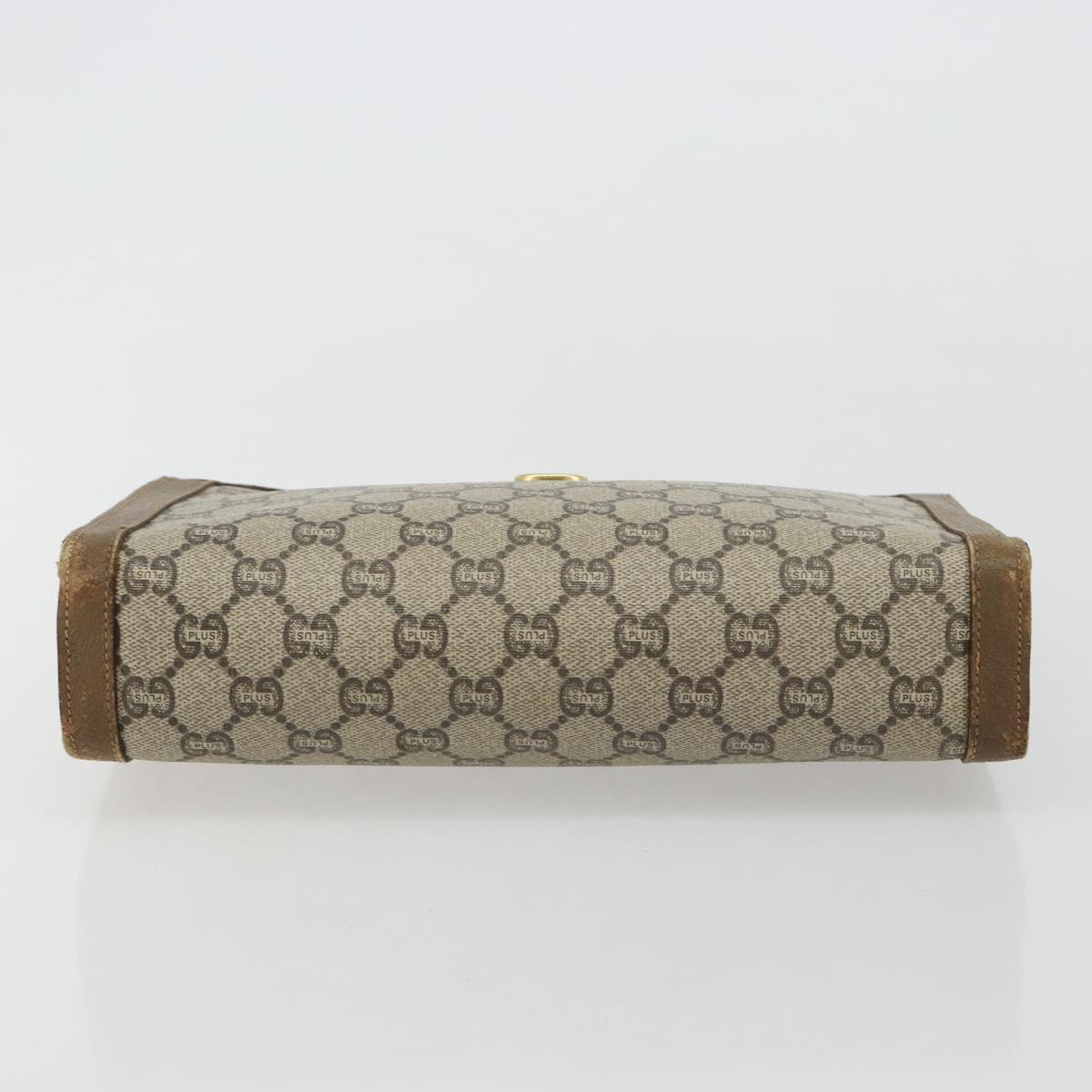 GUCCI GG Supreme Clutch Bag PVC Beige Gold Auth gh2128