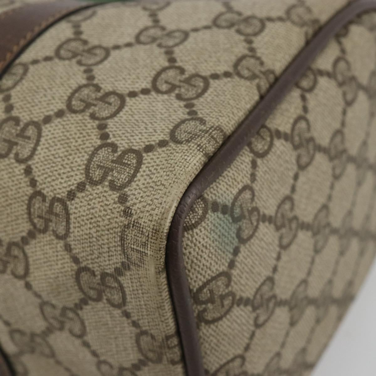 GUCCI GG Supreme Web Sherry Line Boston Bag PVC Beige Gold 40 3841 Auth gh2129