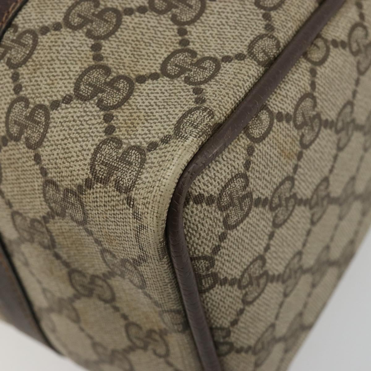 GUCCI GG Supreme Web Sherry Line Boston Bag PVC Beige Gold 40 3841 Auth gh2129
