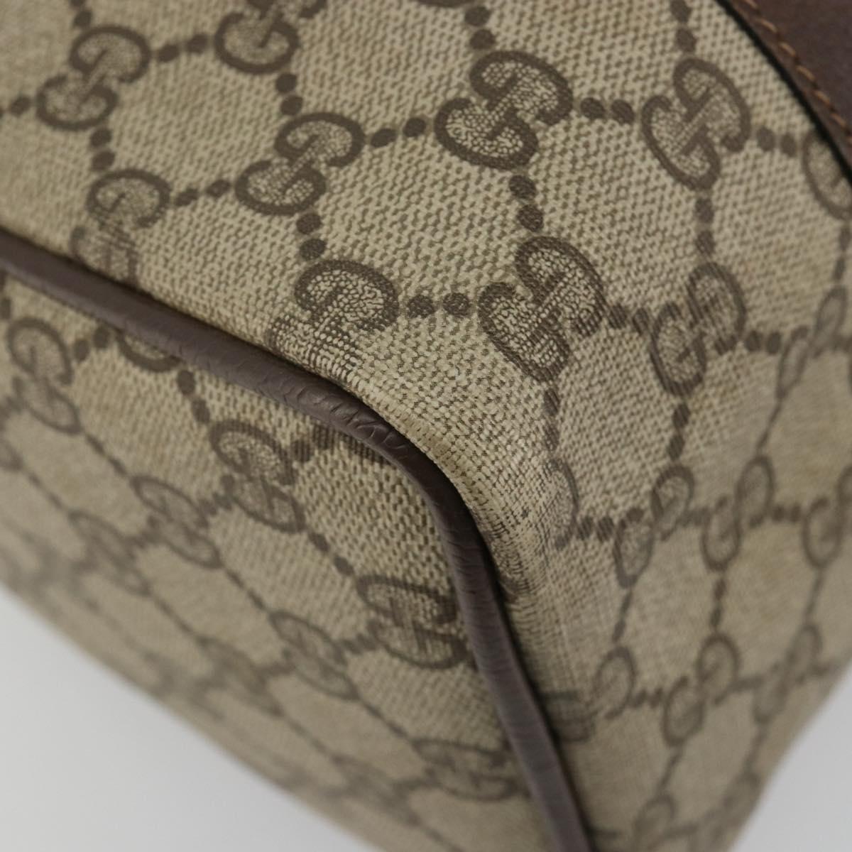GUCCI GG Supreme Web Sherry Line Boston Bag PVC Beige Gold 40 3841 Auth gh2129