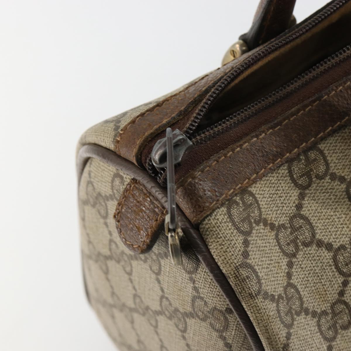 GUCCI GG Supreme Web Sherry Line Boston Bag PVC Beige Gold 40 3841 Auth gh2129