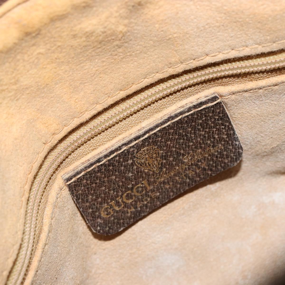 GUCCI GG Supreme Web Sherry Line Boston Bag PVC Beige Gold 40 3841 Auth gh2129