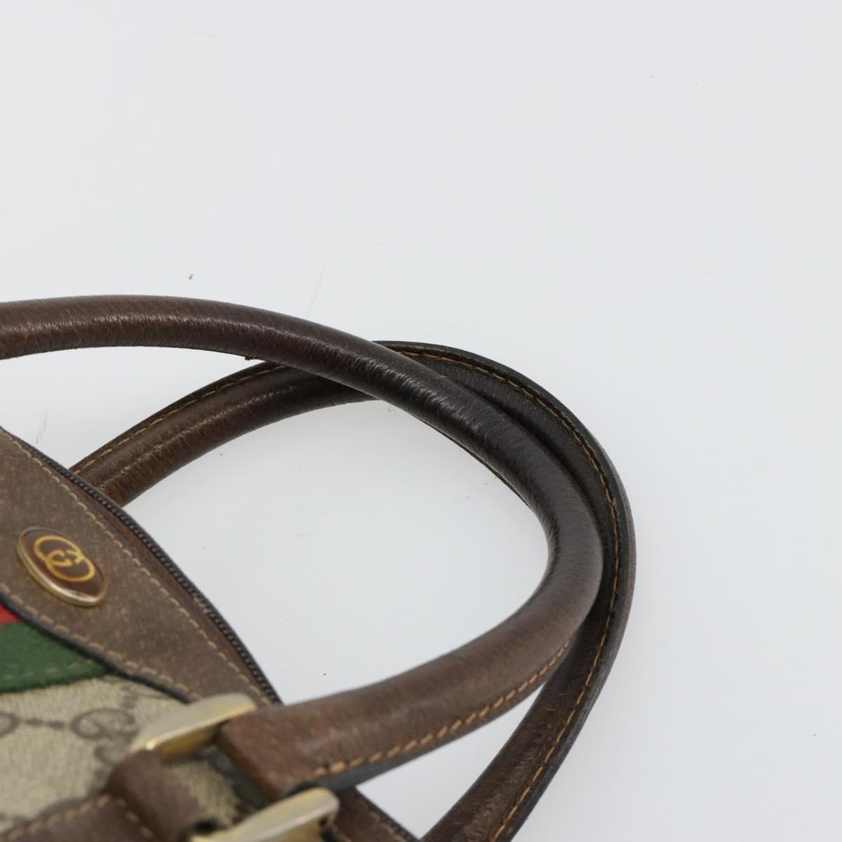 GUCCI GG Supreme Web Sherry Line Boston Bag PVC Beige Gold 40 3841 Auth gh2129