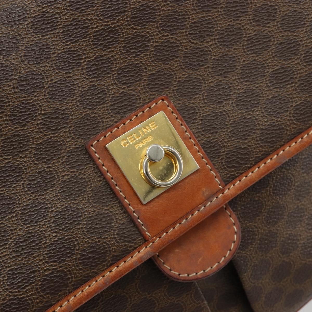 CELINE Macadam Canvas Shoulder Bag PVC Leather Brown Gold Auth gh2130