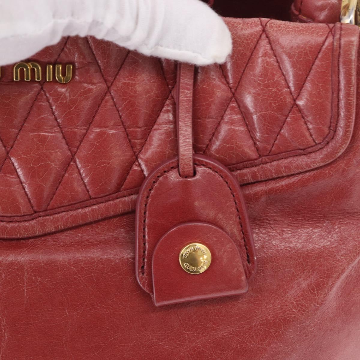 Miu Miu Matelasse Hand Bag Leather 2way Pink Gold Auth gh2131
