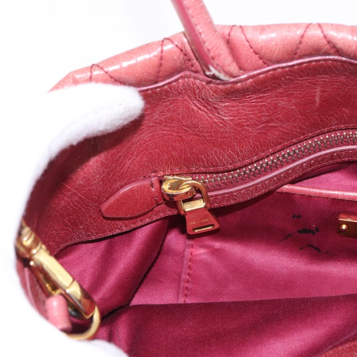 Miu Miu Matelasse Hand Bag Leather 2way Pink Gold Auth gh2131