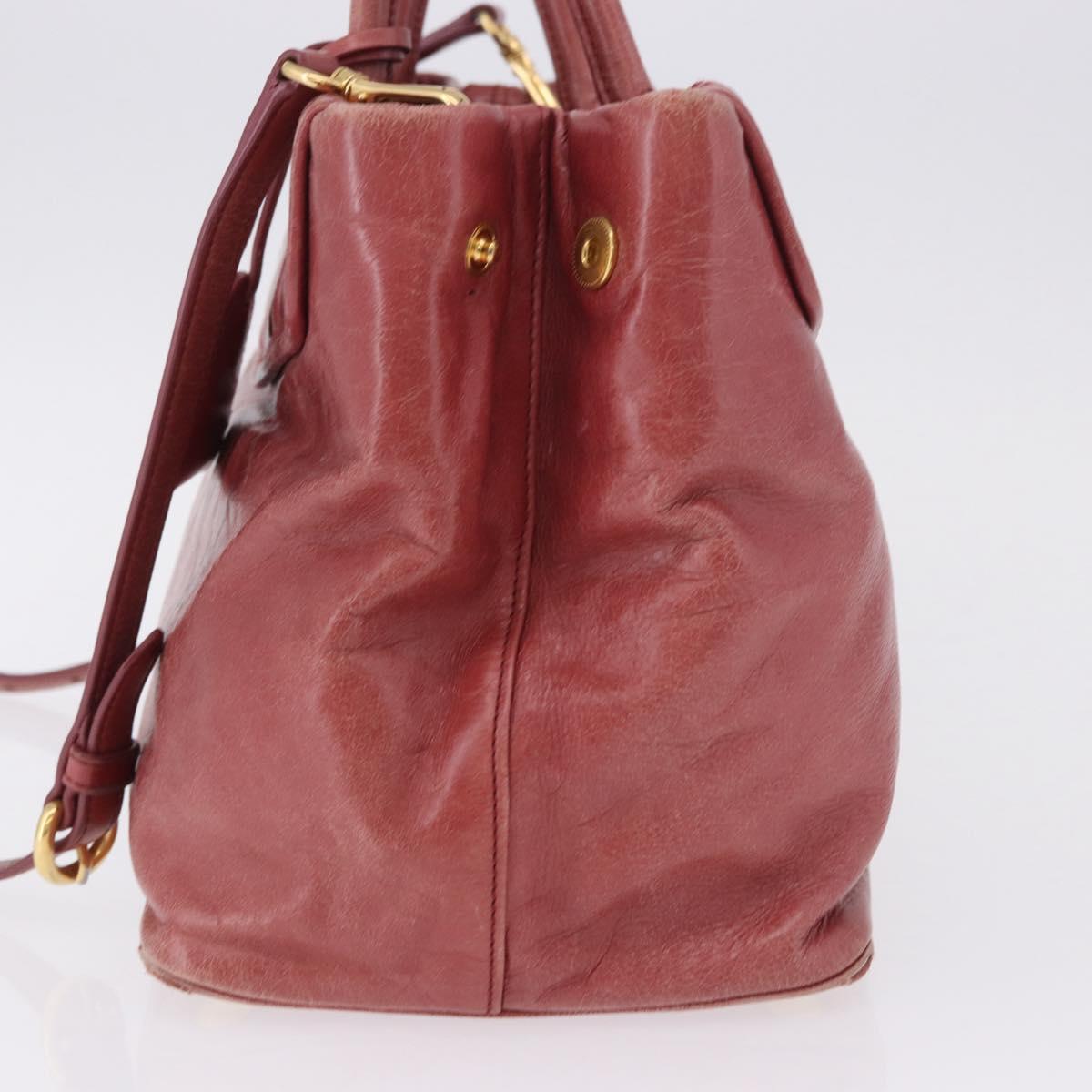 Miu Miu Matelasse Hand Bag Leather 2way Pink Gold Auth gh2131