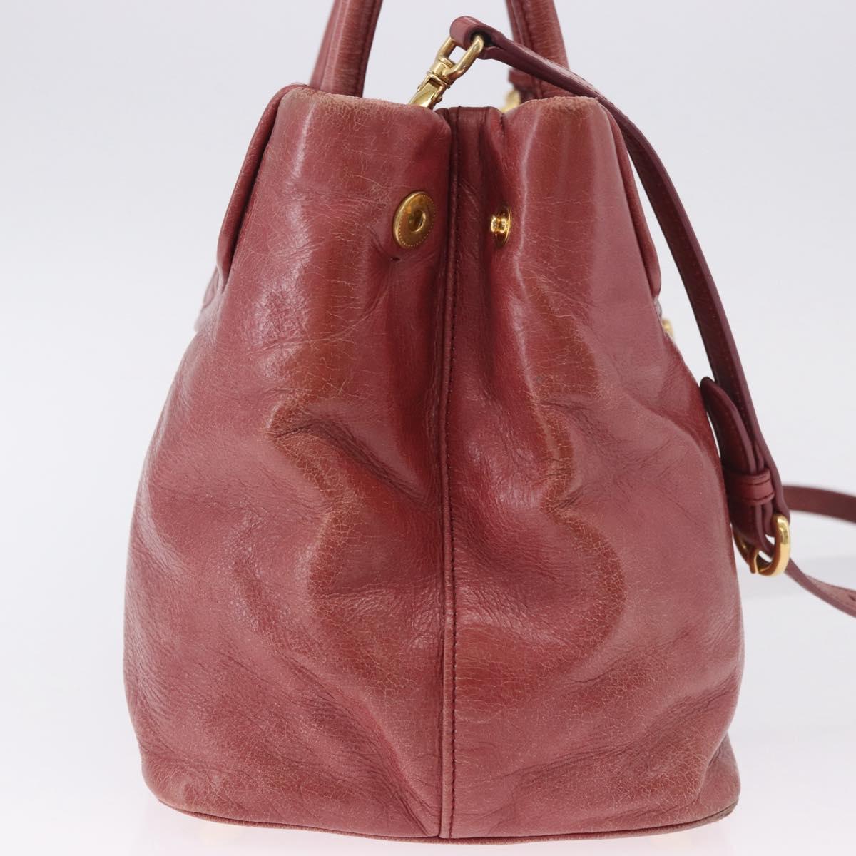 Miu Miu Matelasse Hand Bag Leather 2way Pink Gold Auth gh2131