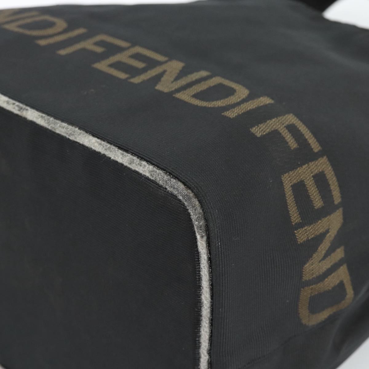 FENDI Hand Bag Canvas Black Brown Auth gh2132
