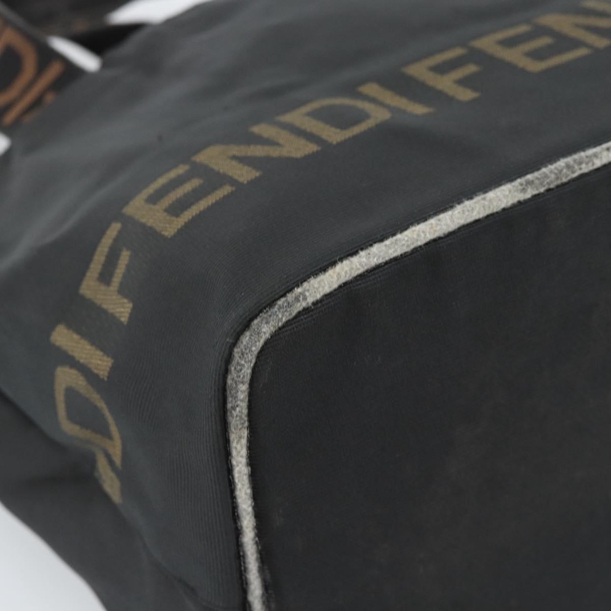 FENDI Hand Bag Canvas Black Brown Auth gh2132