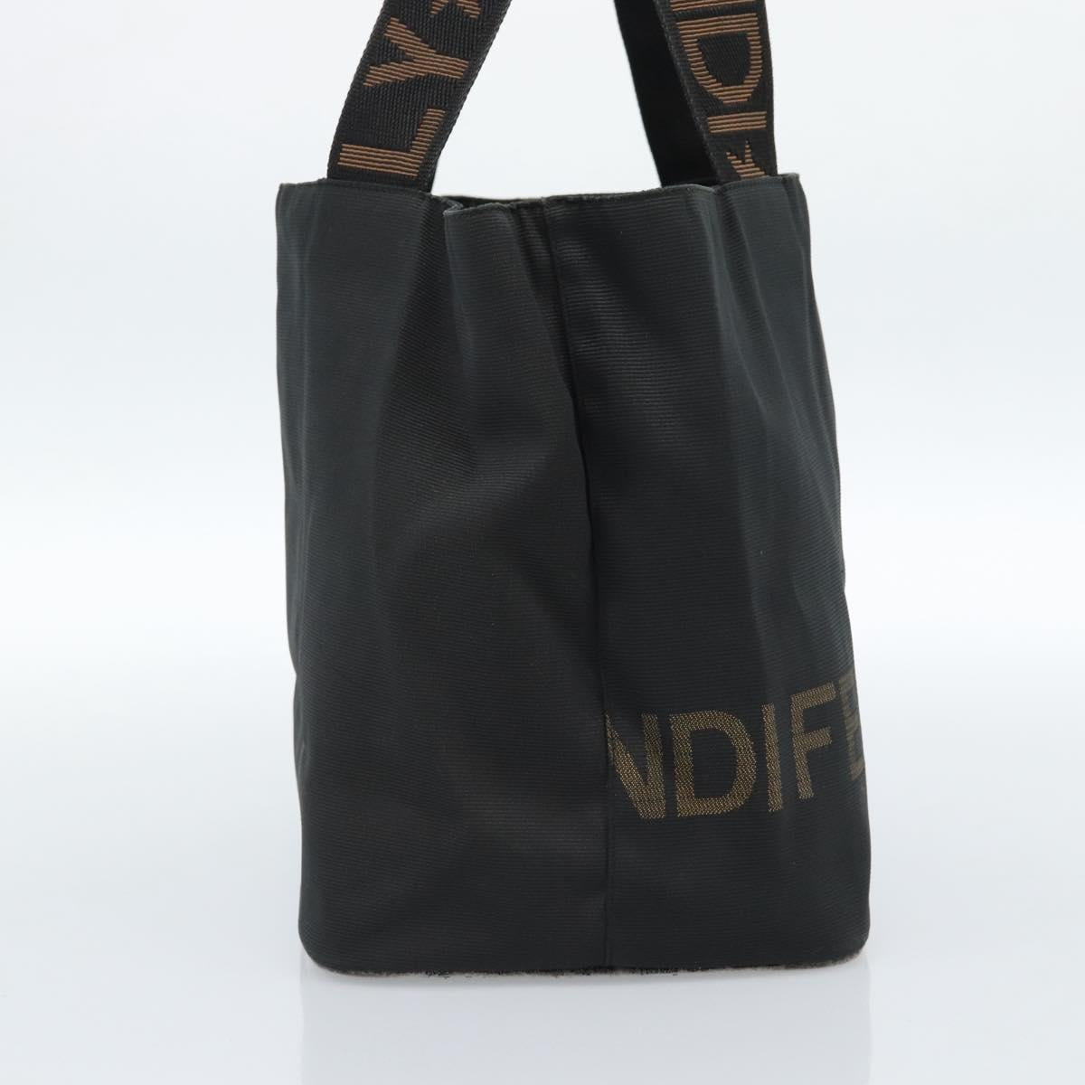 FENDI Hand Bag Canvas Black Brown Auth gh2132