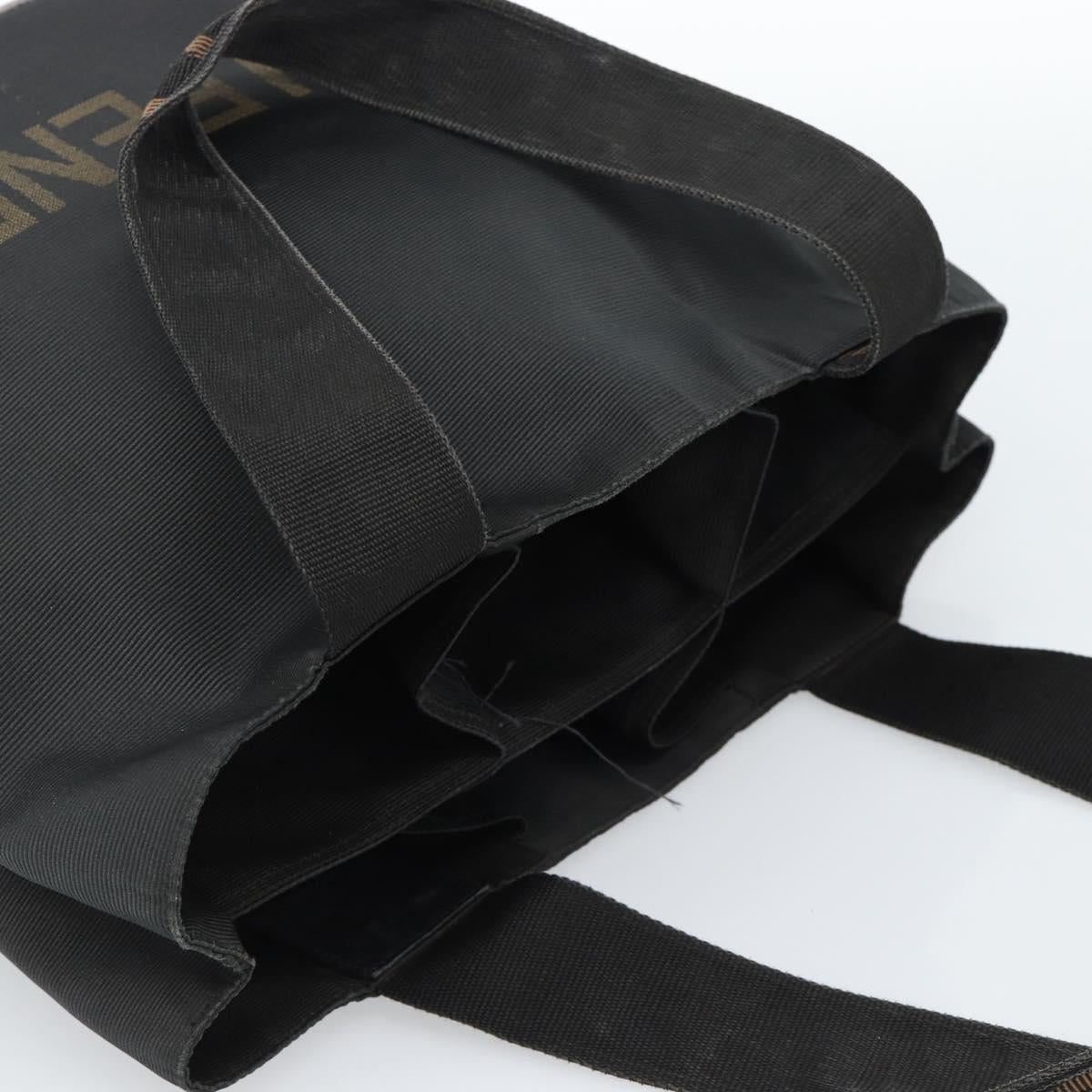 FENDI Hand Bag Canvas Black Brown Auth gh2132