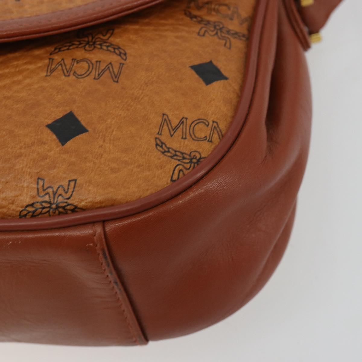 MCM Vicetos Logogram Shoulder Bag PVC Leather Brown Gold Auth gh2133