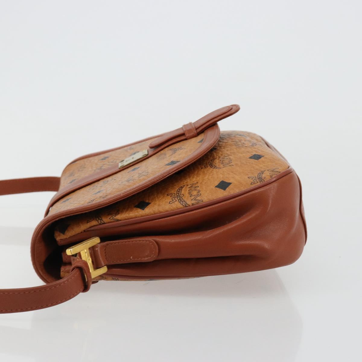MCM Vicetos Logogram Shoulder Bag PVC Leather Brown Gold Auth gh2133