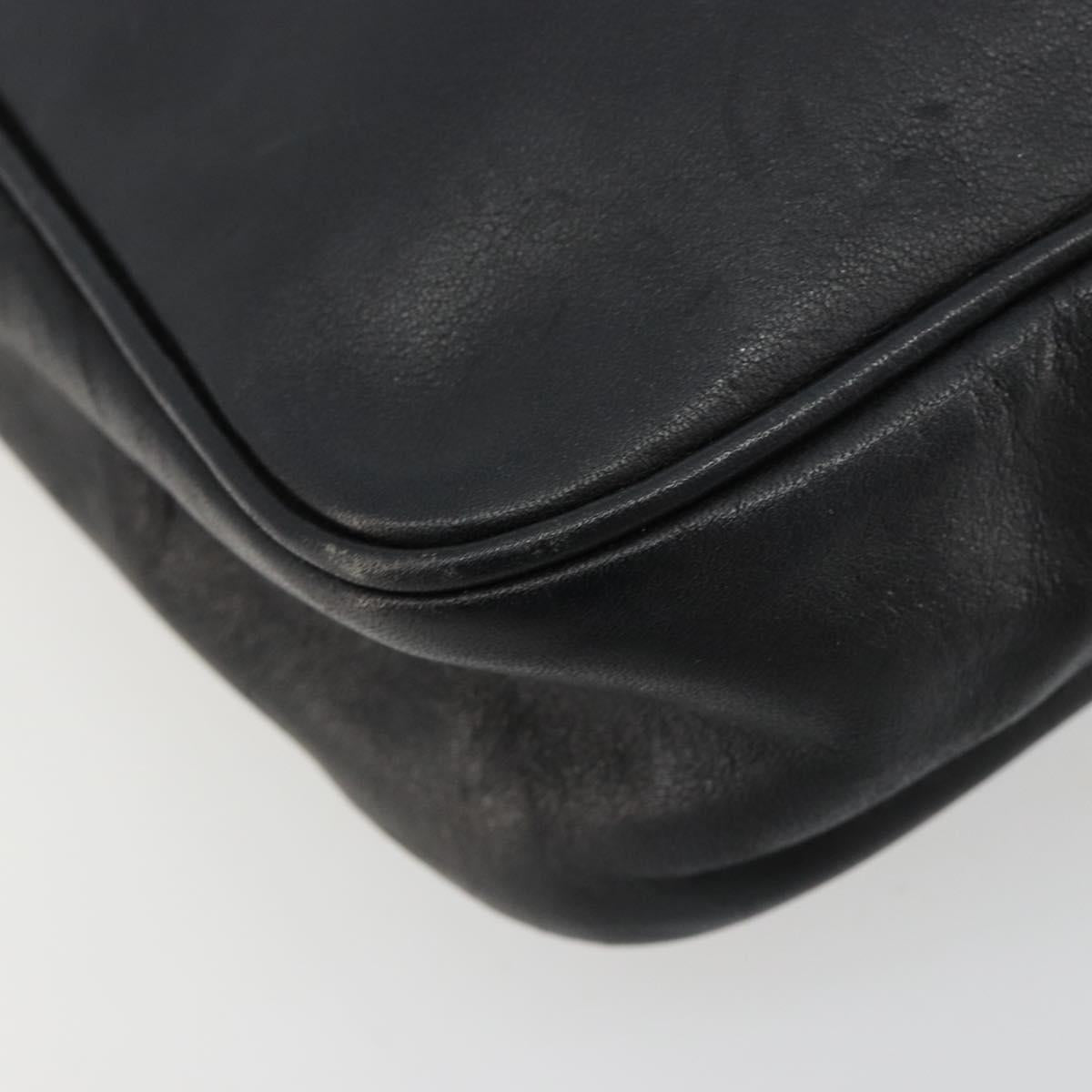 LOEWE Shoulder Bag Leather Black Gold Auth gh2136