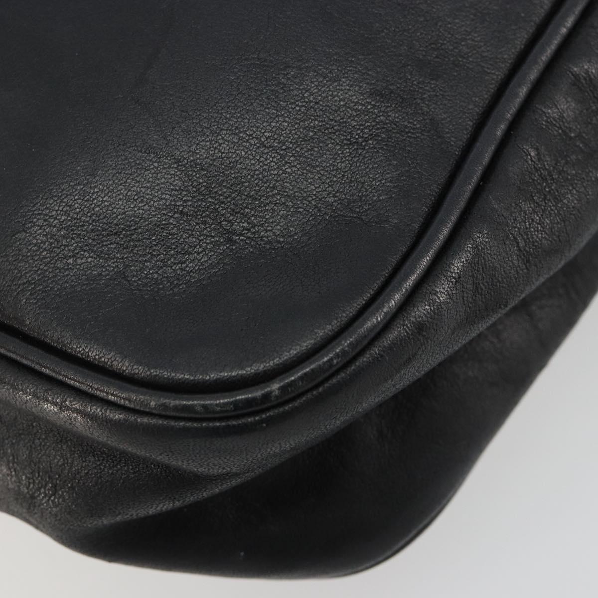 LOEWE Shoulder Bag Leather Black Gold Auth gh2136