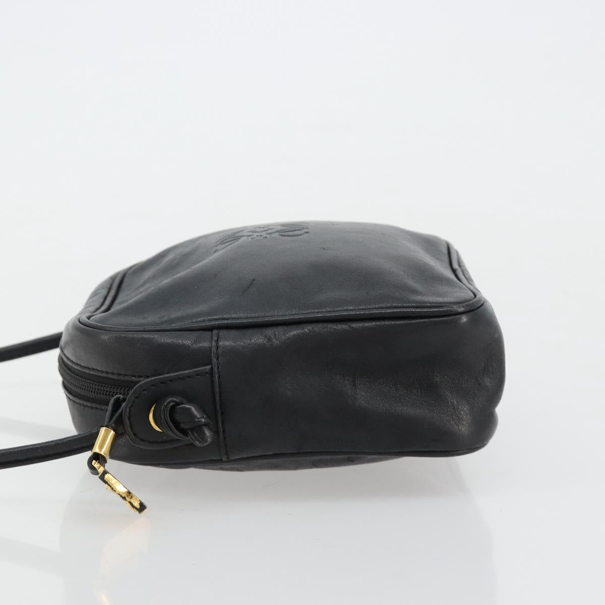 LOEWE Shoulder Bag Leather Black Gold Auth gh2136