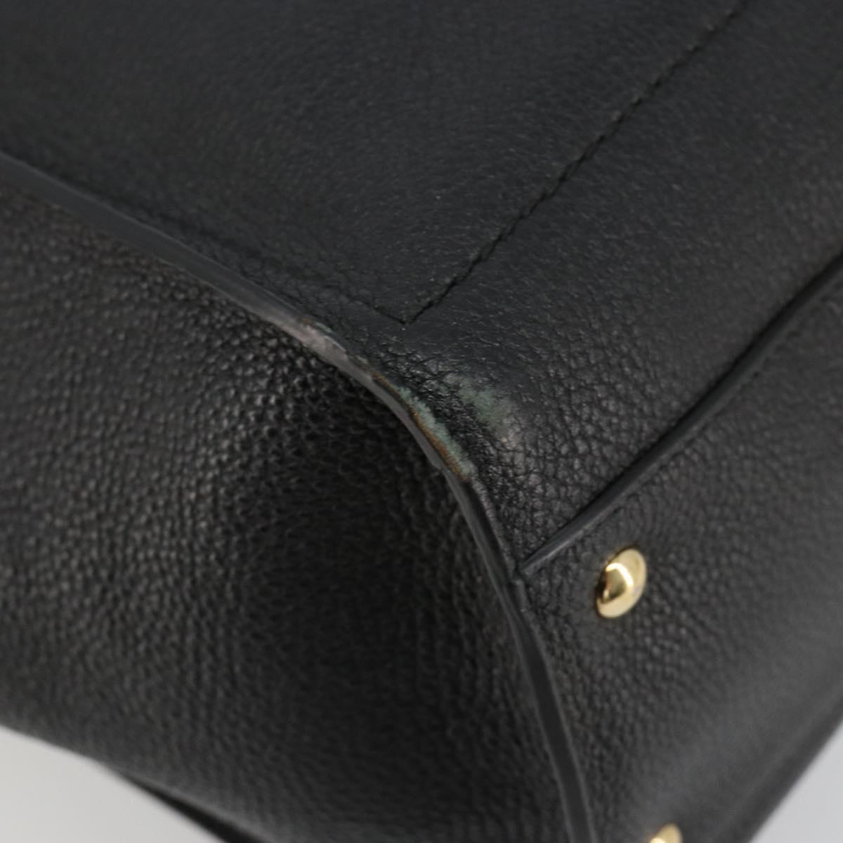 Salvatore Ferragamo Gancini Tote Bag Leather Black Gold Auth gh2138