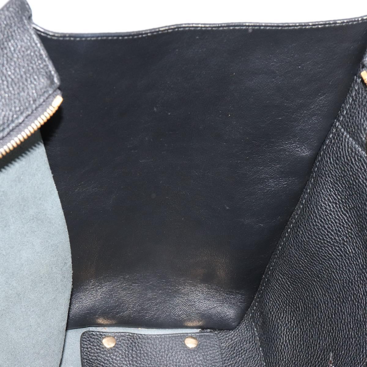 Salvatore Ferragamo Gancini Tote Bag Leather Black Gold Auth gh2138