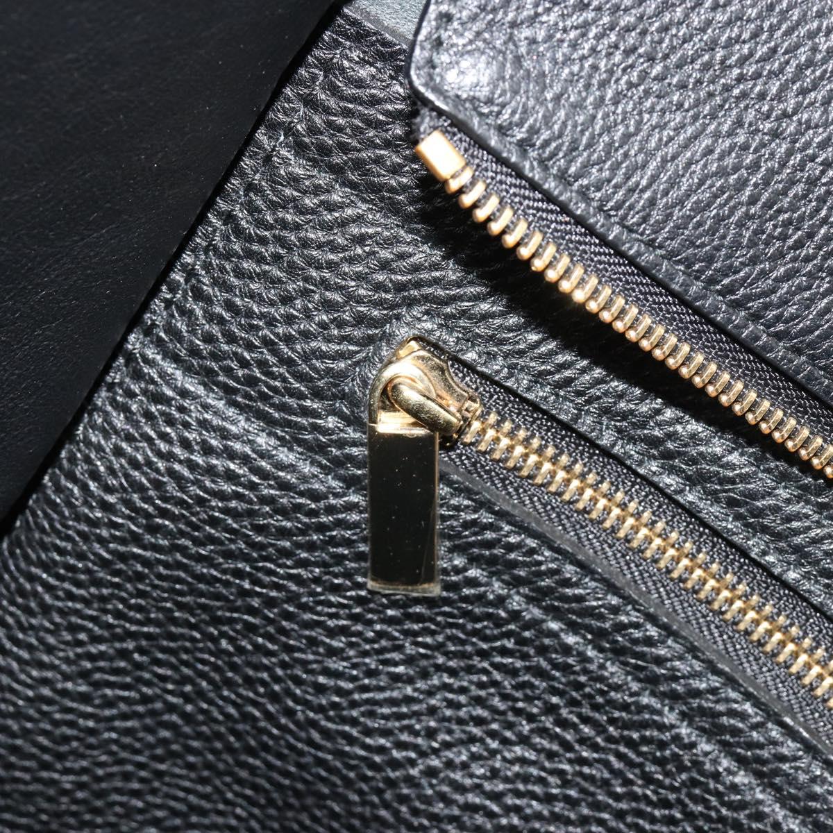 Salvatore Ferragamo Gancini Tote Bag Leather Black Gold Auth gh2138