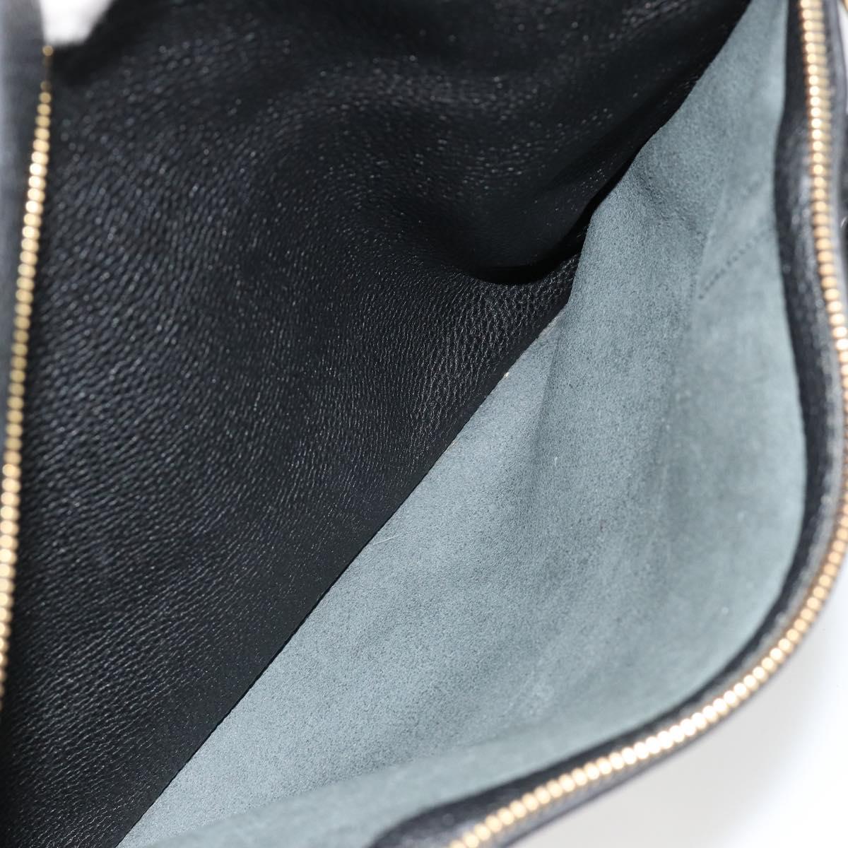 Salvatore Ferragamo Gancini Tote Bag Leather Black Gold Auth gh2138