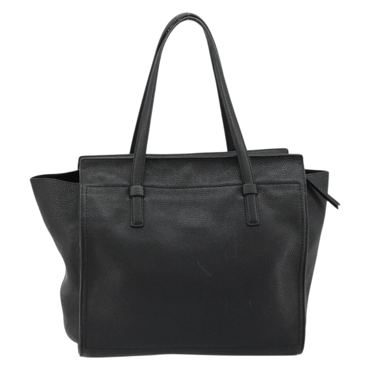Salvatore Ferragamo Gancini Tote Bag Leather Black Gold Auth gh2138