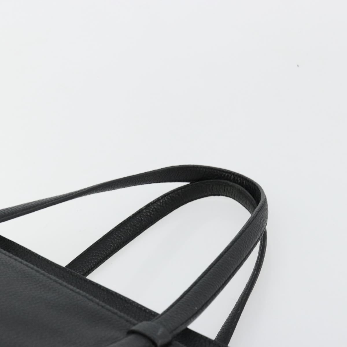 Salvatore Ferragamo Gancini Tote Bag Leather Black Gold Auth gh2138