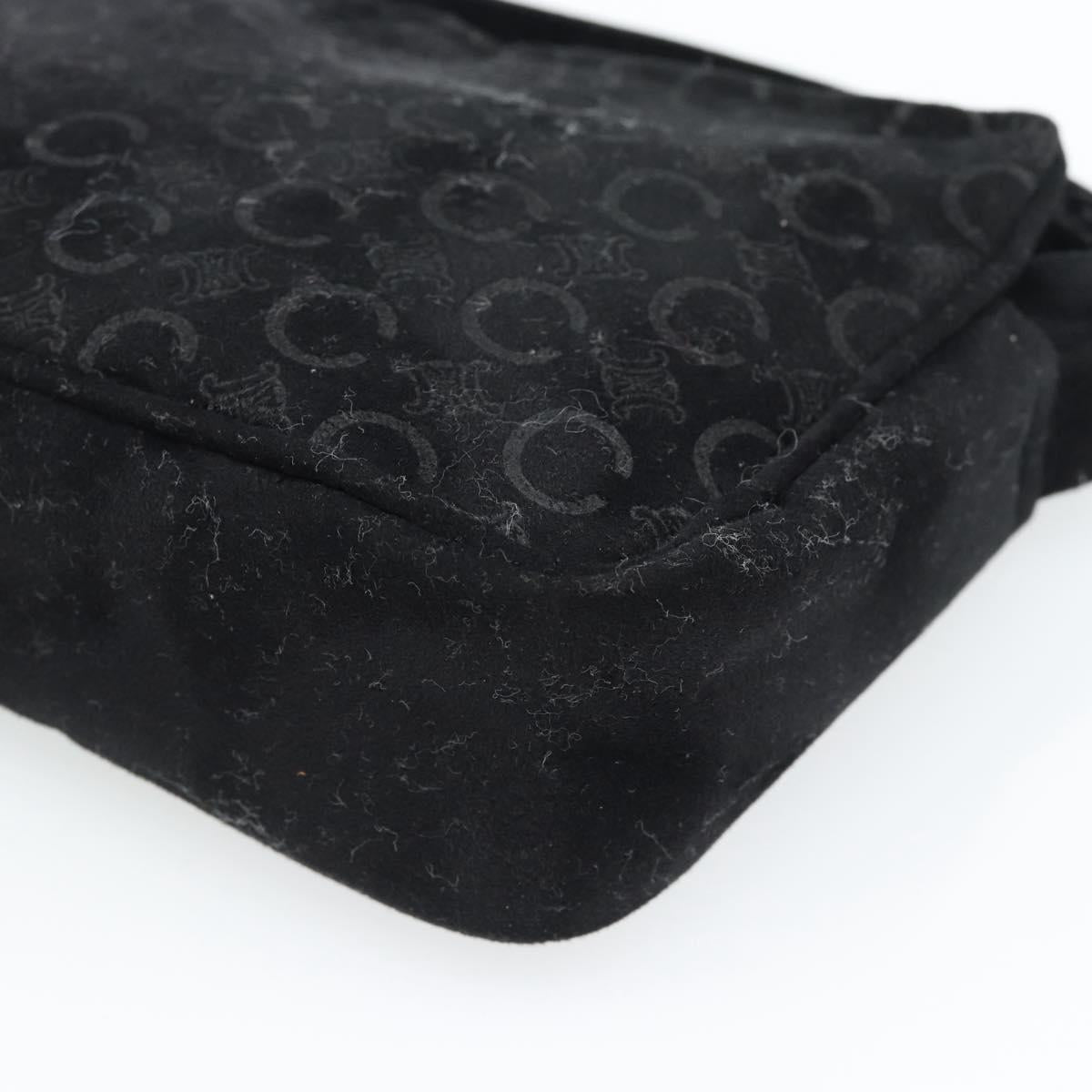 CELINE C Macadam Canvas Hand Bag Black Gold Auth gh2139A