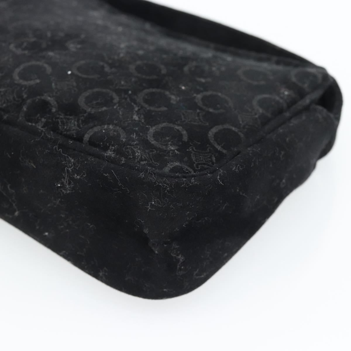 CELINE C Macadam Canvas Hand Bag Black Gold Auth gh2139A