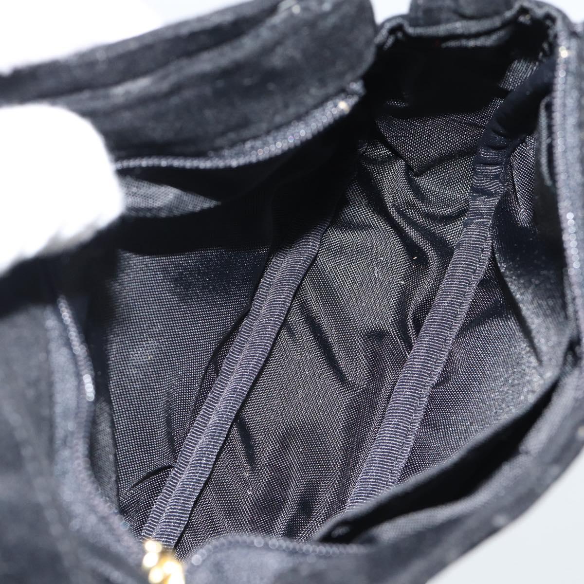 CELINE C Macadam Canvas Hand Bag Black Gold Auth gh2139A
