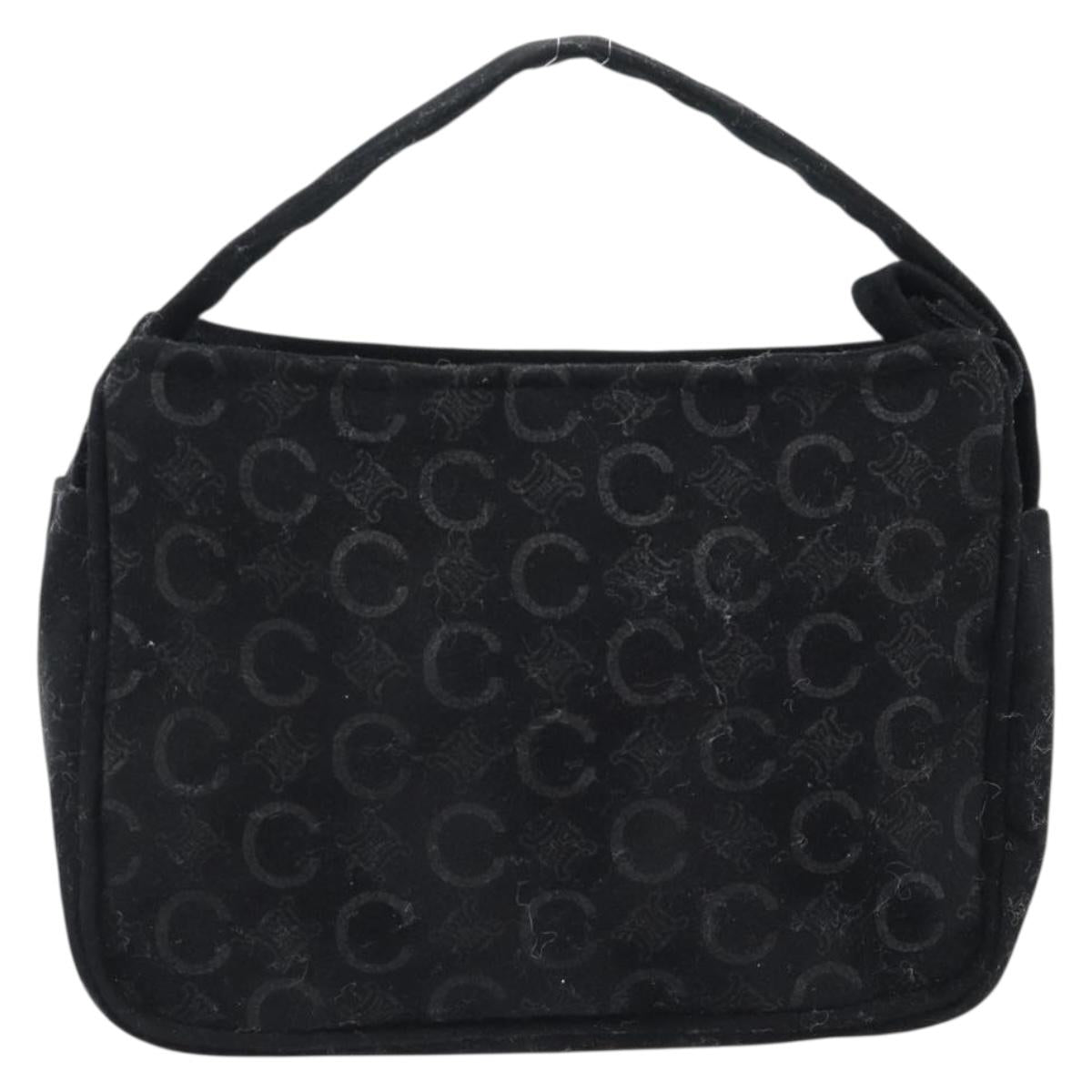 CELINE C Macadam Canvas Hand Bag Black Gold Auth gh2139A
